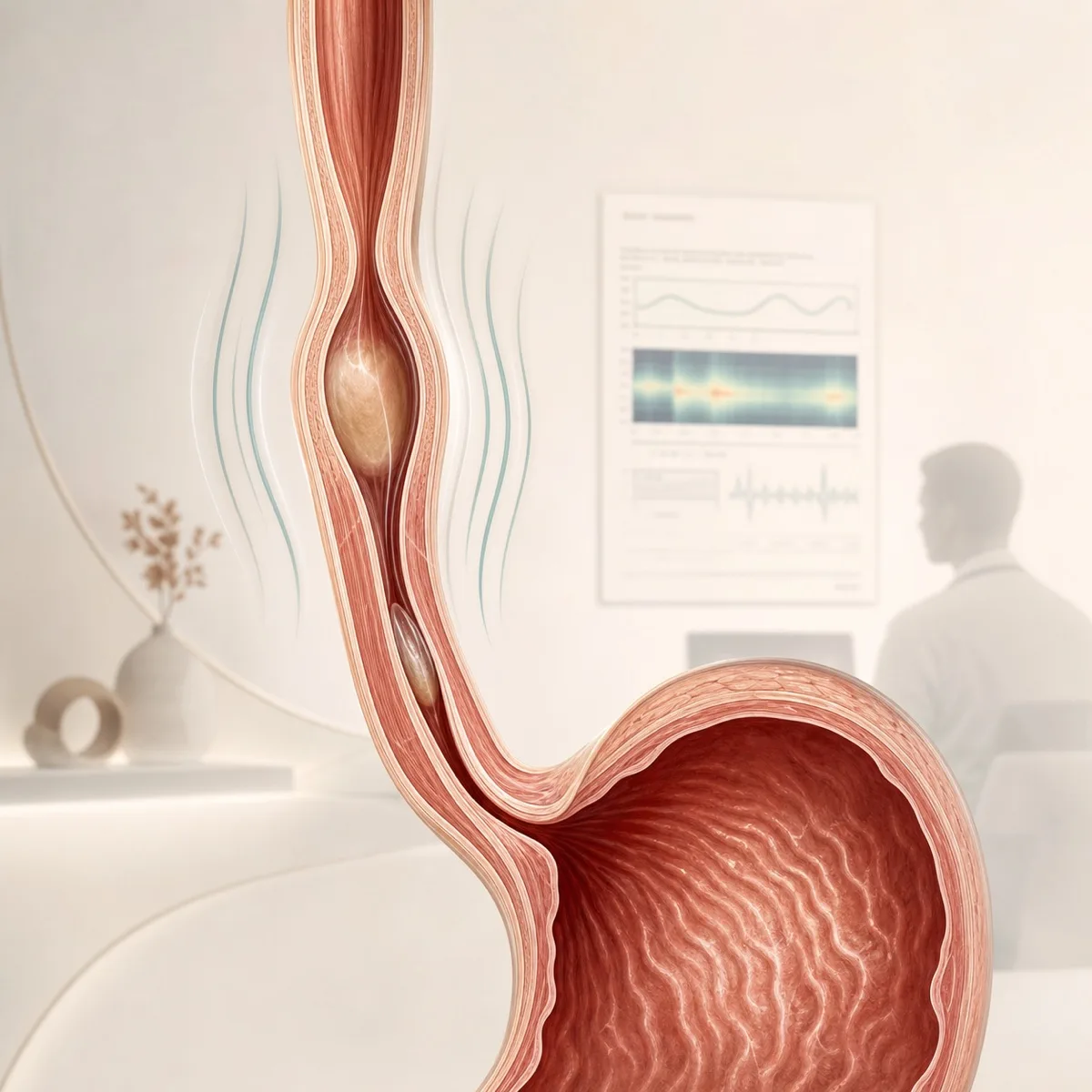 Medical illustration of the esophagus and stomach